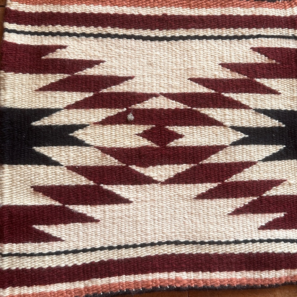 Southwestern Geometric Woven Rug - Cream, Burgundy, Black
